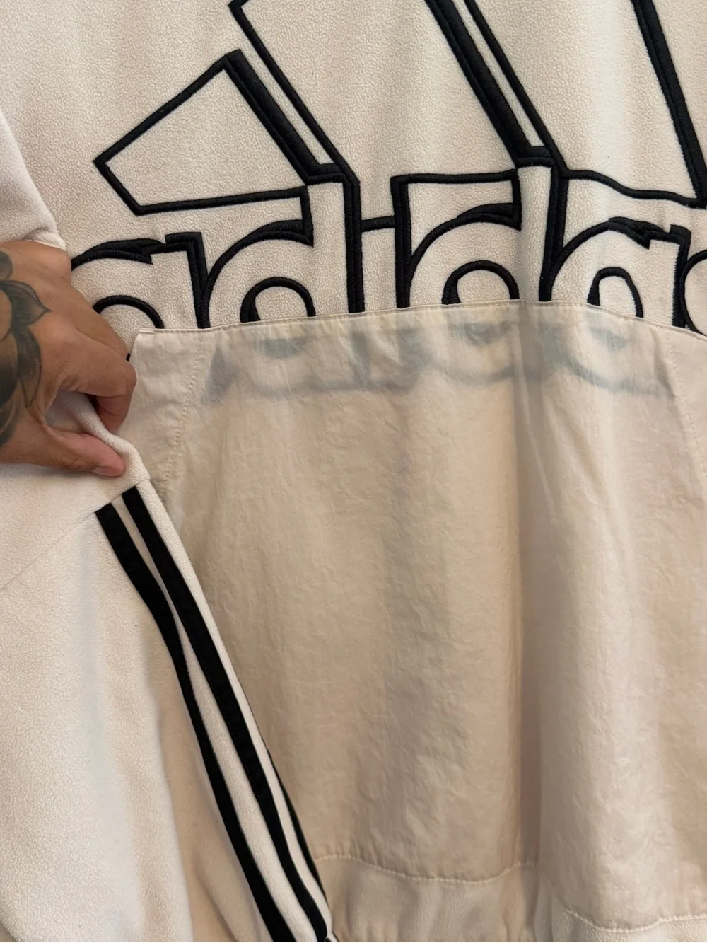 adidas Men’s Cream Crewneck Sweatshirt with Black Logo